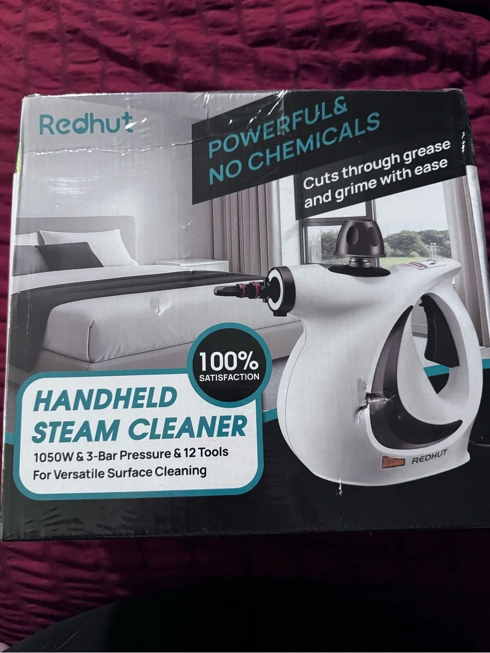 Redhut White Handheld Steam Cleaner - Powerful Chemical-Free Cleaning NIB
